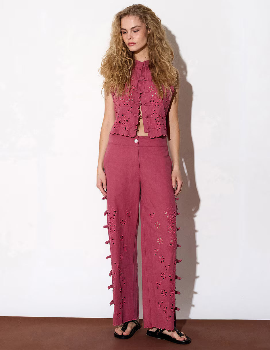 Renatta&Go Pink Cutout Top & Wide-Leg Pants Set (Surplus - New)