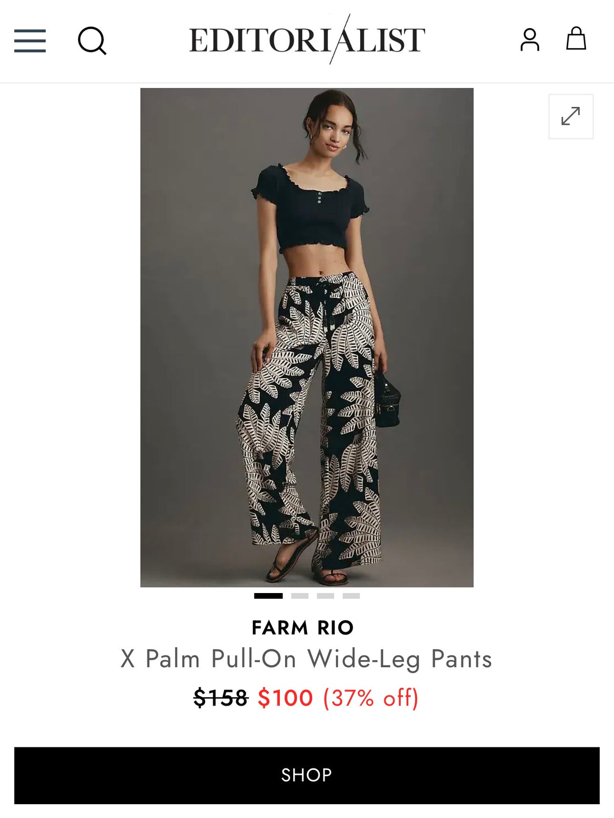 Farm Rio x Anthropologie Palm Pull-On Wide-Leg Pants (Surplus - New)