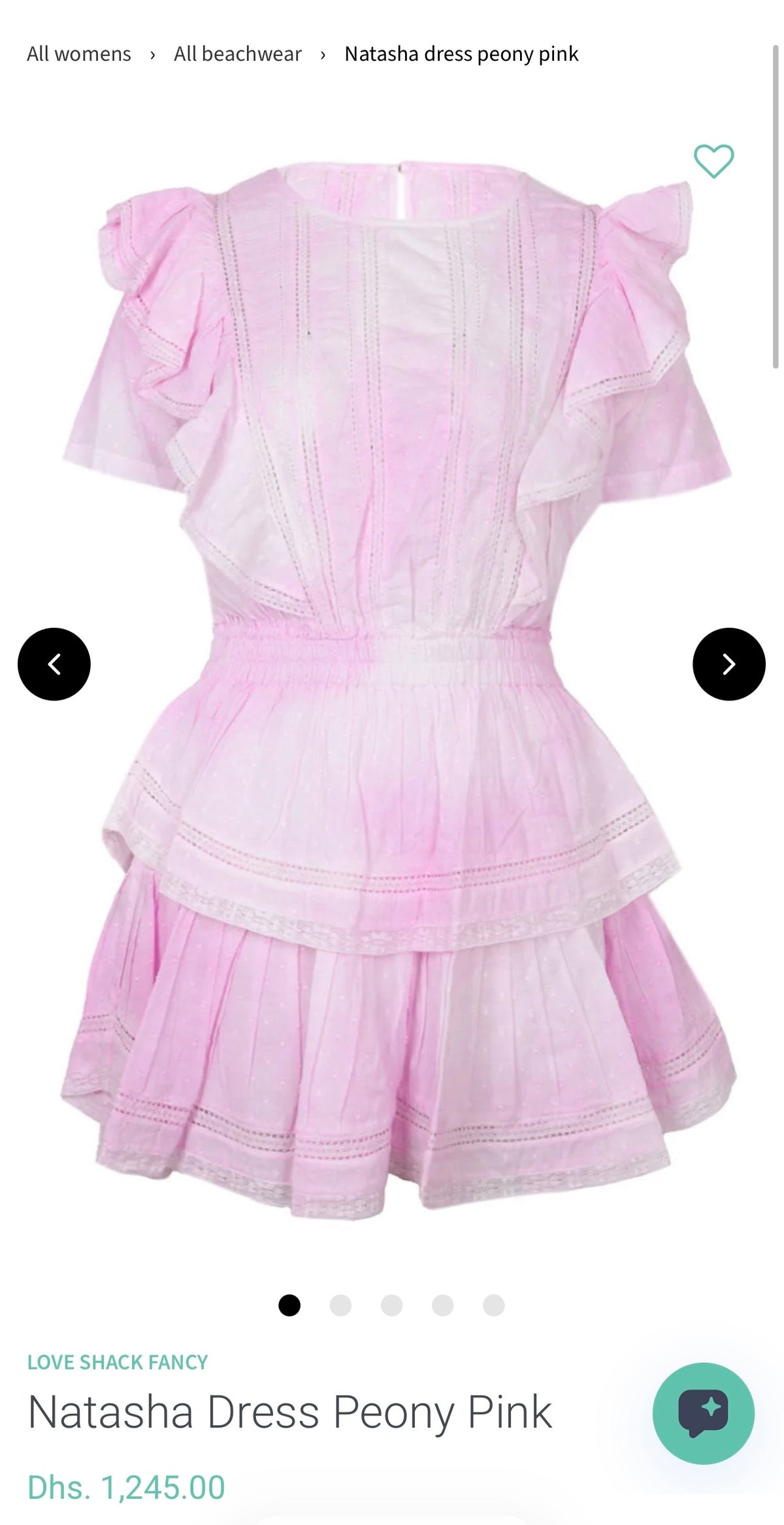 LoveShackFancy Natasha Dress, Peony Pink Cotton Tiered Mini Dress (Surplus - New)