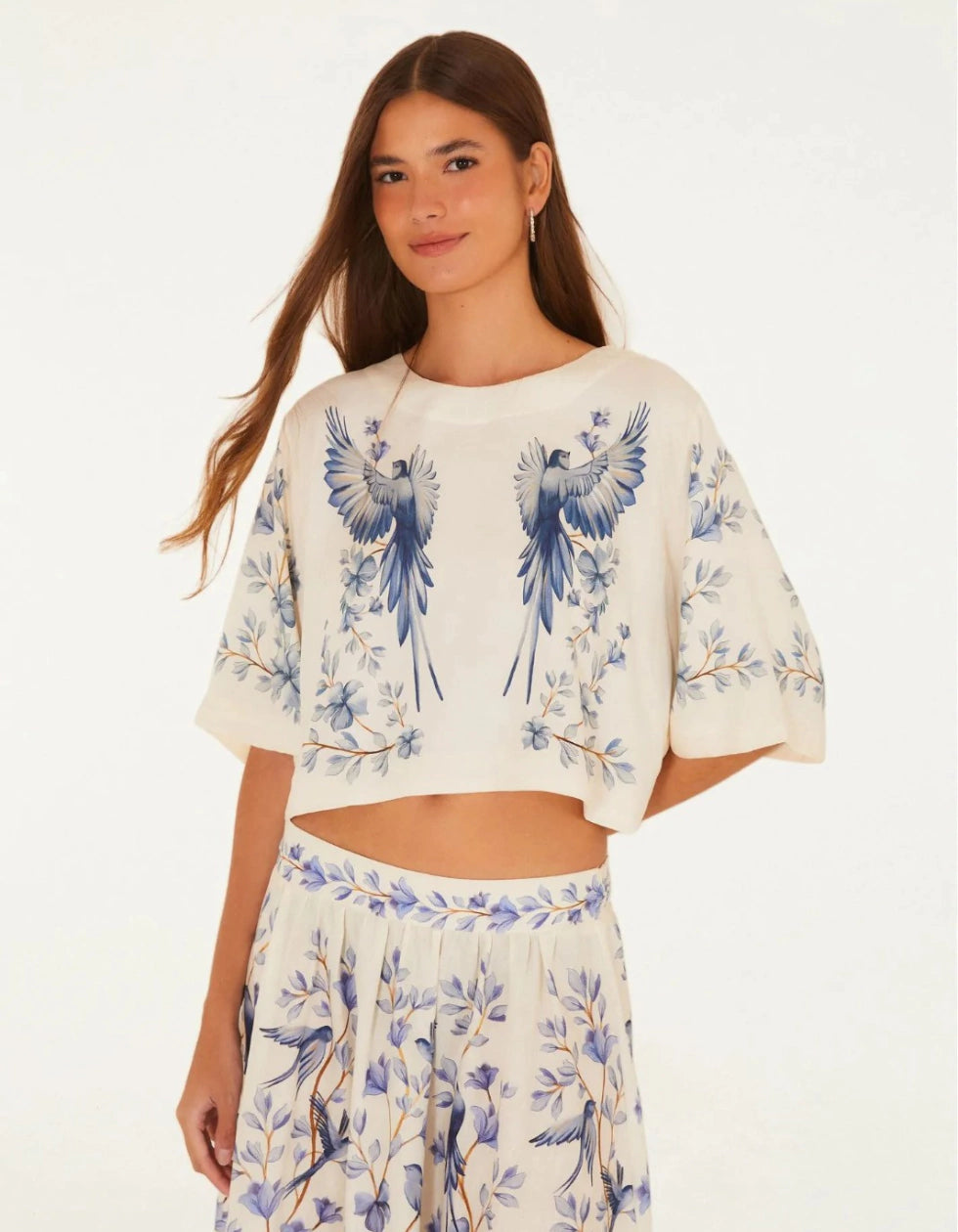 Farm Rio Voo Em Flor Cropped T-Shirt (Surplus - New)
