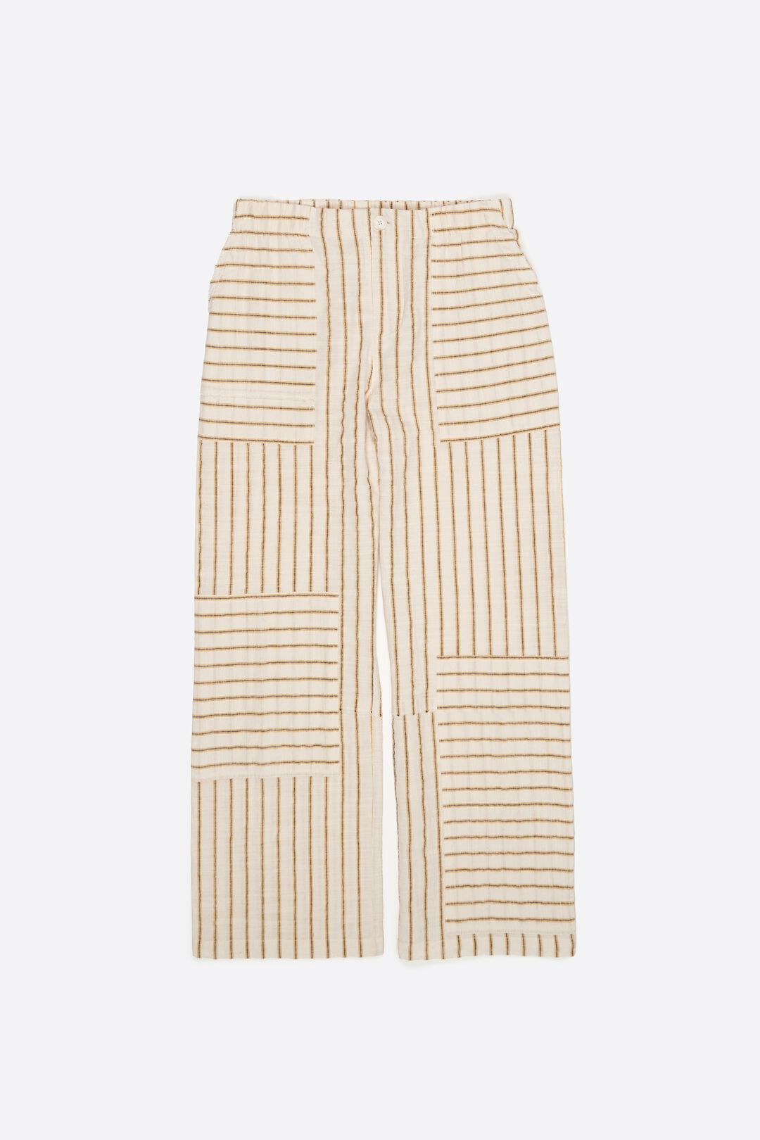 Bimba y Lola Ocher Cotton Patchwork Jogger Trousers with Stripes (Surplus - New)