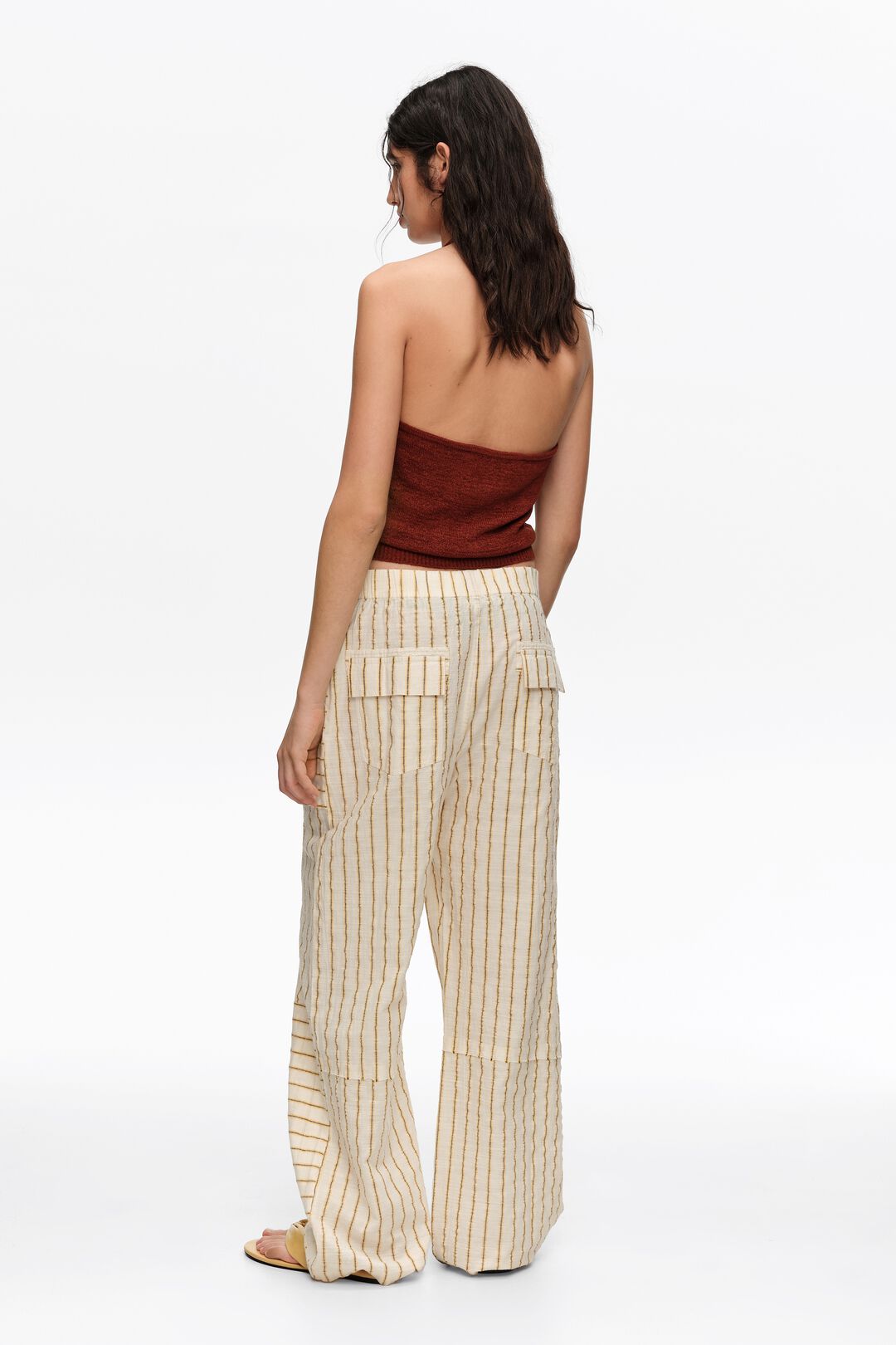 Bimba y Lola Ocher Cotton Patchwork Jogger Trousers with Stripes (Surplus - New)
