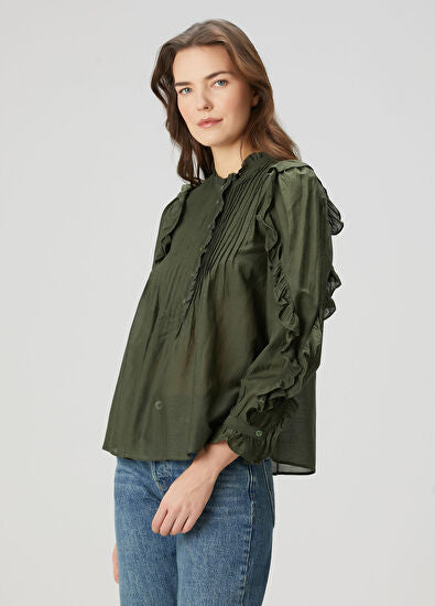 Zadig&Voltaire Timmy Khaki Ruffle Detailed Shirt (Surplus - New)