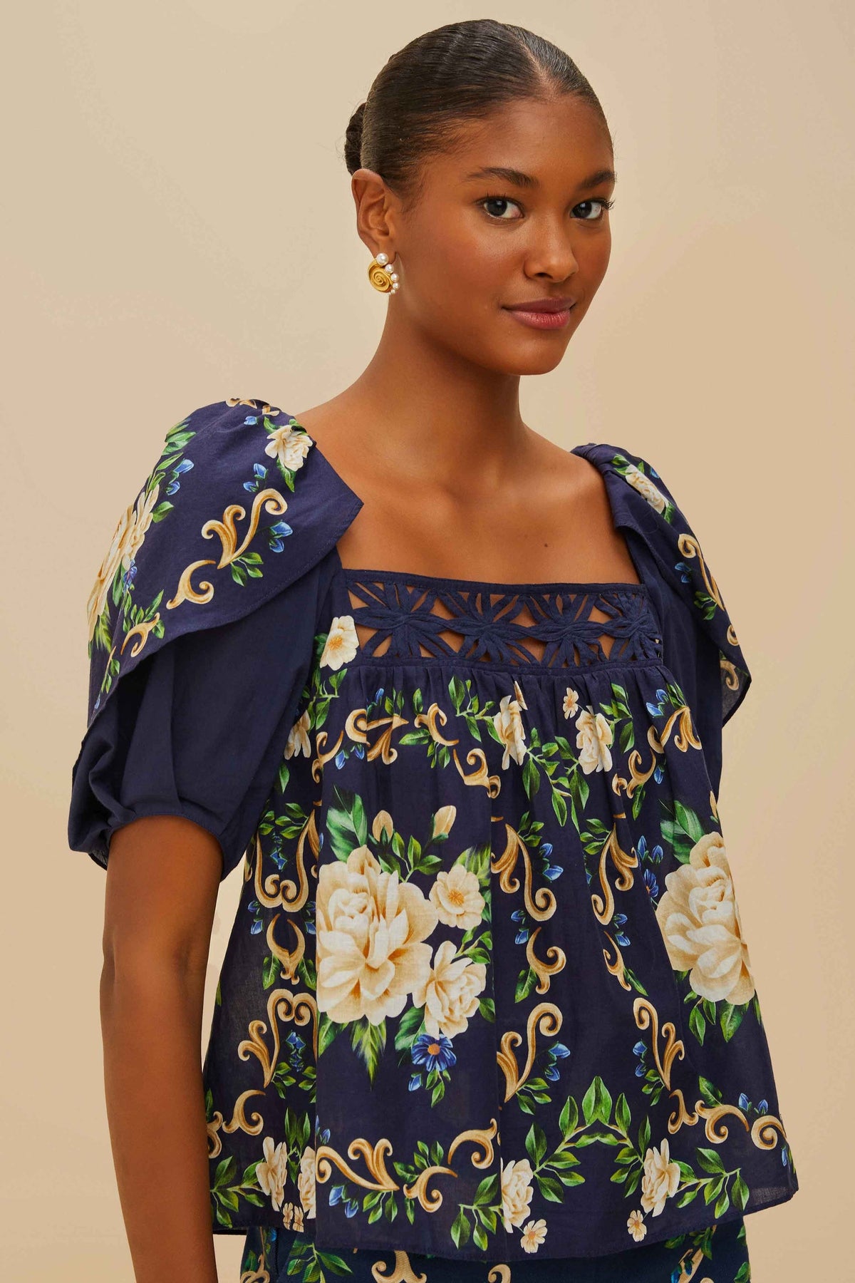 Farm Rio Flower Tapestry Yoke Blouse (Surplus - New)
