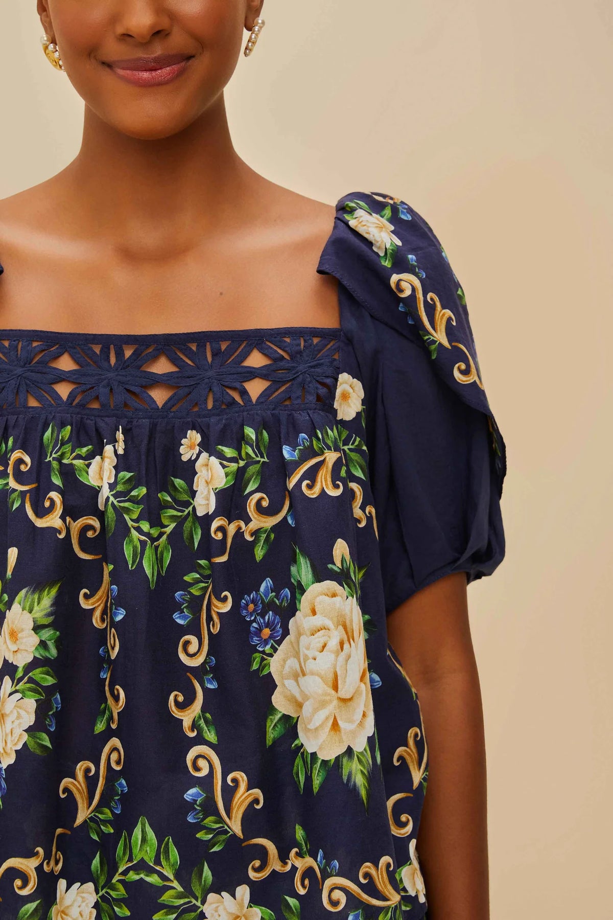 Farm Rio Flower Tapestry Yoke Blouse (Surplus - New)