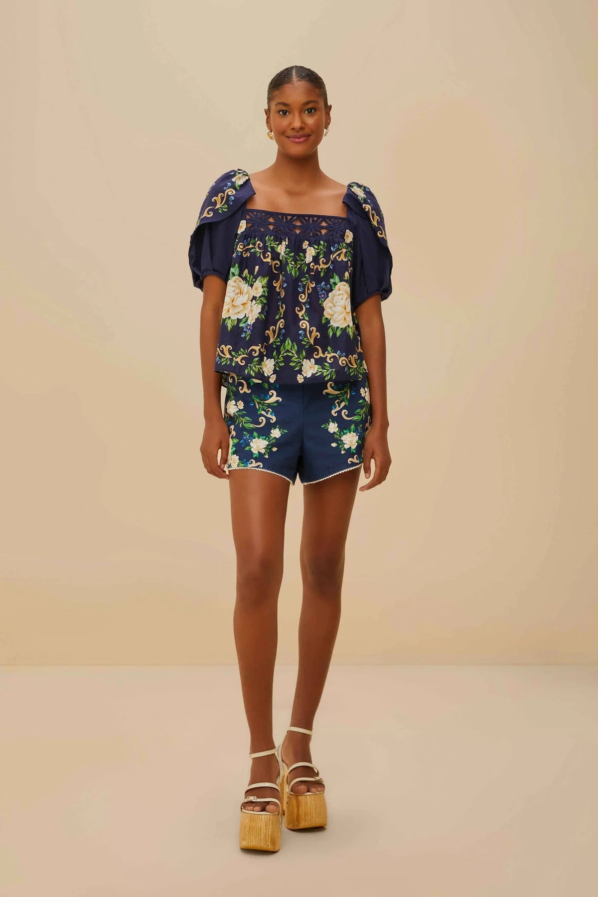 Farm Rio Flower Tapestry Yoke Blouse (Surplus - New)