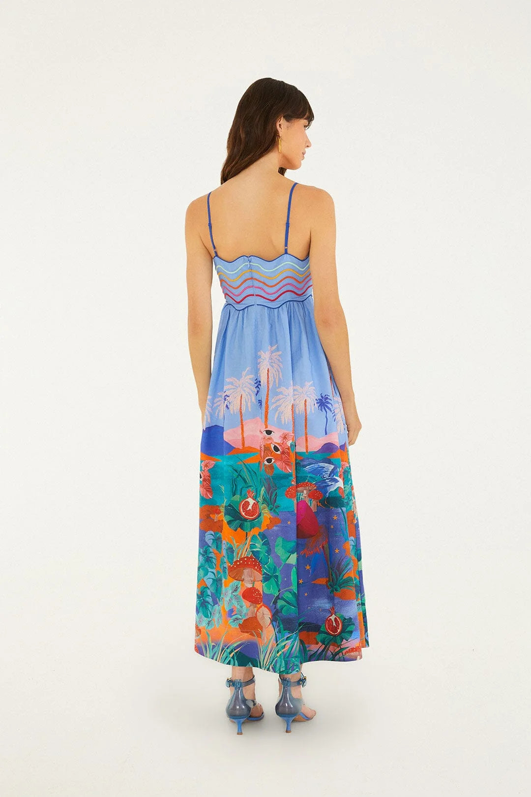 Farm Rio Multicolor Dream Landscape Organic Cotton Sleeveless Maxi Dress (Surplus - New)