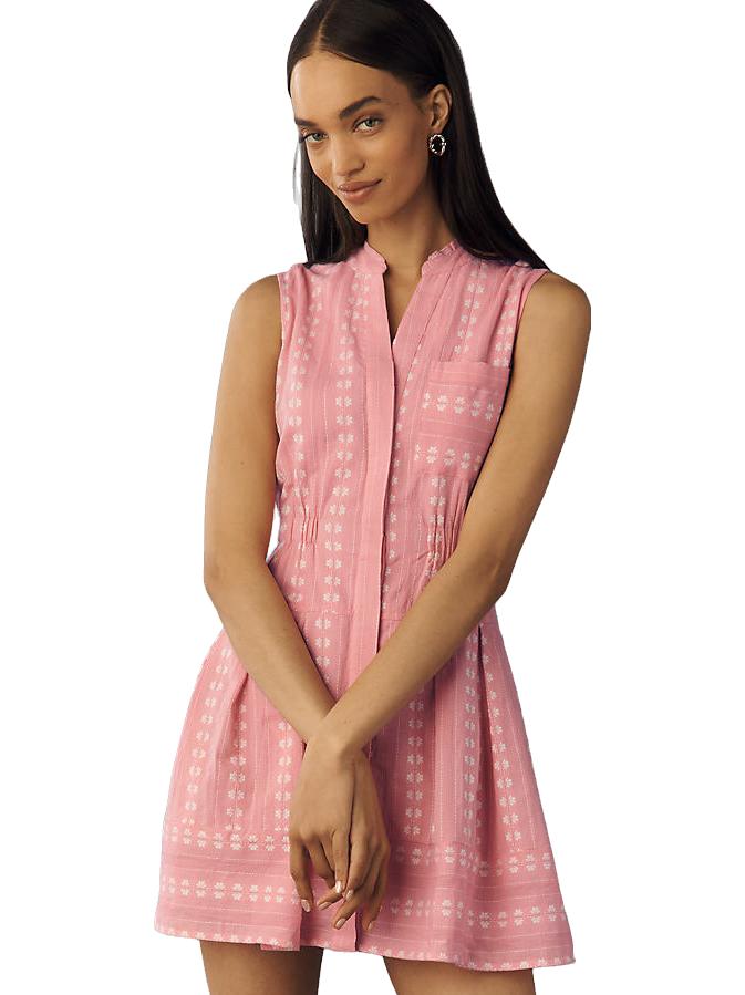 Maeve Sleeveless V-Neck Shirtdress in Pink (Surplus - New)