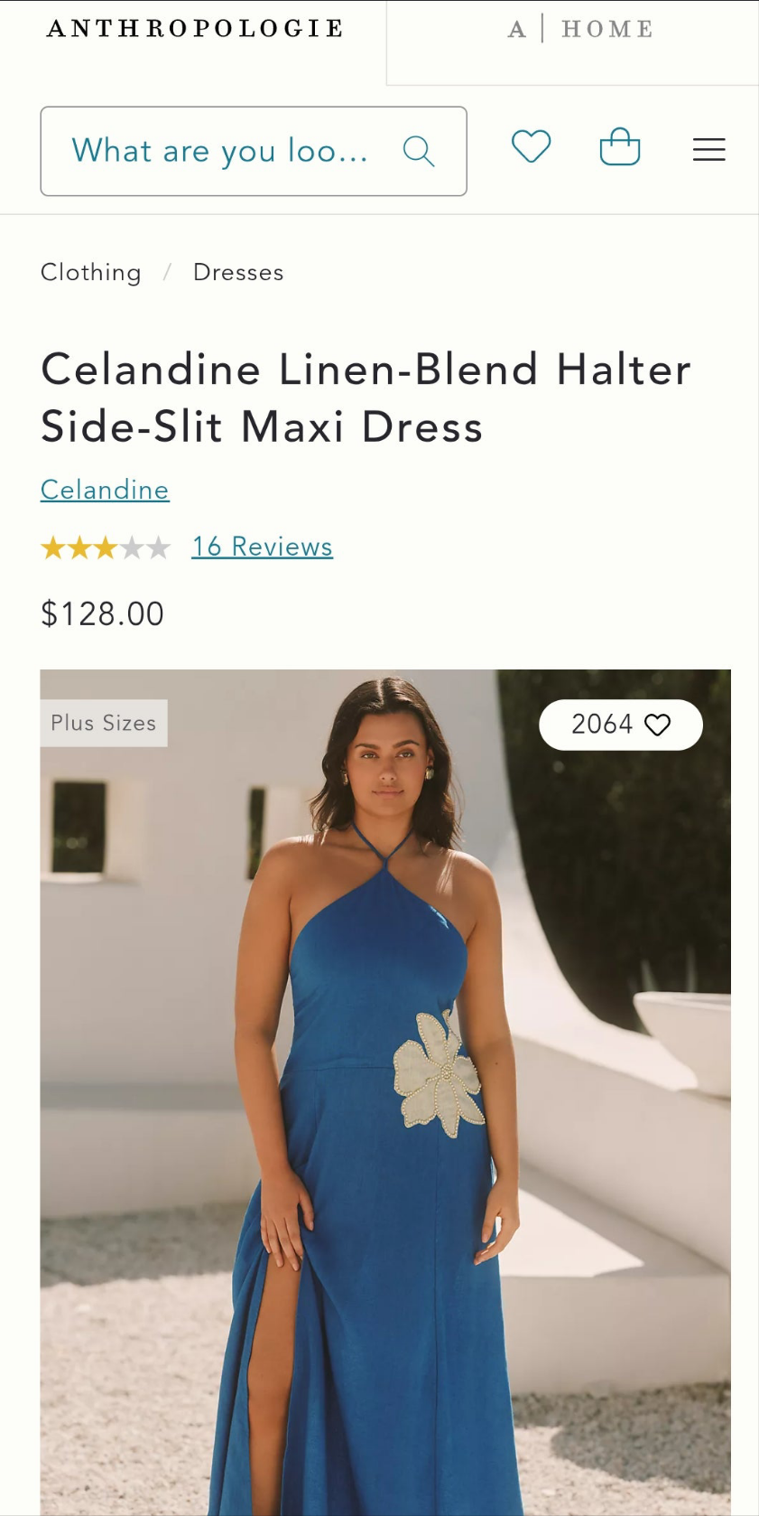Anthropologie Celandine Linen-Blend Halter Side-Slit Maxi Dress (Surplus - New)