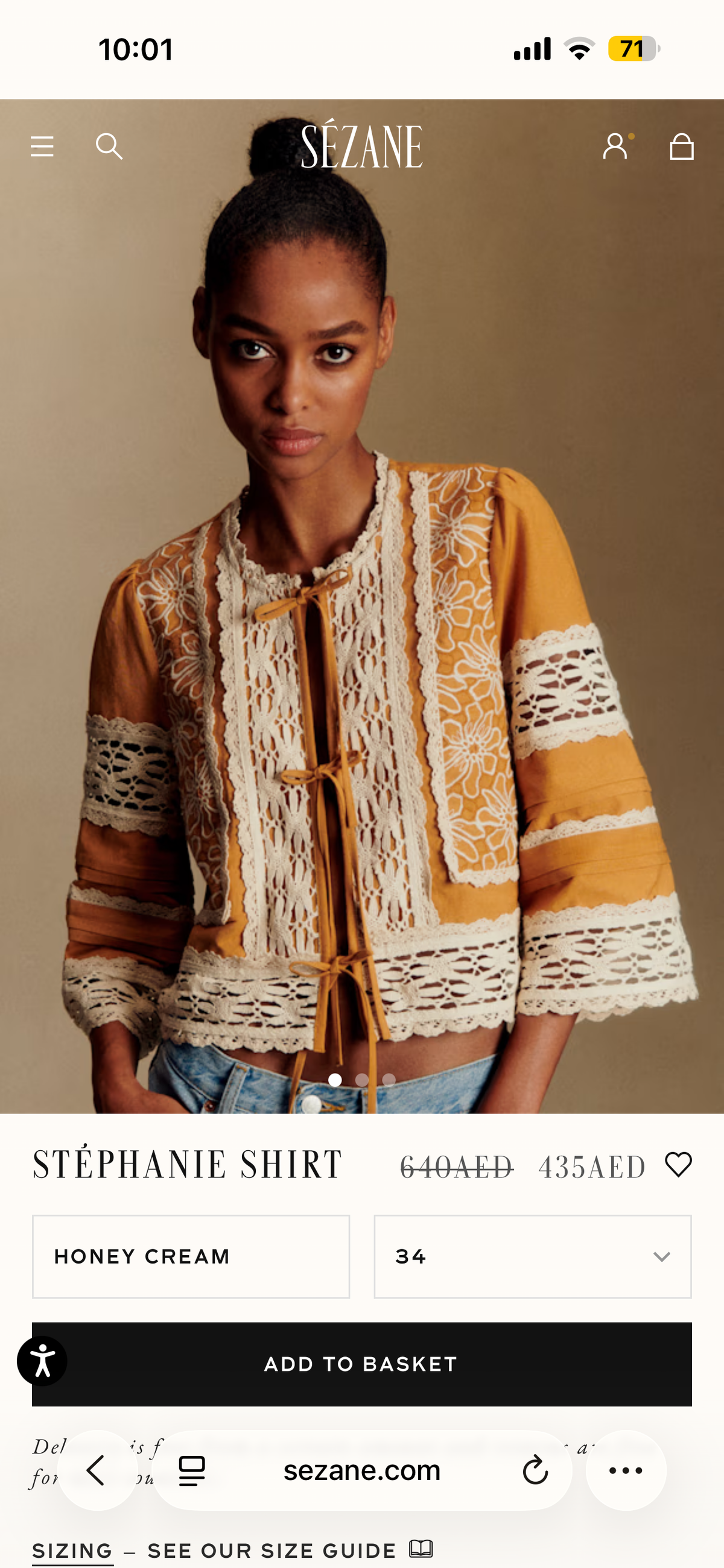 Sézane Stéphanie Shirt in Honey Cream (Surplus - New)