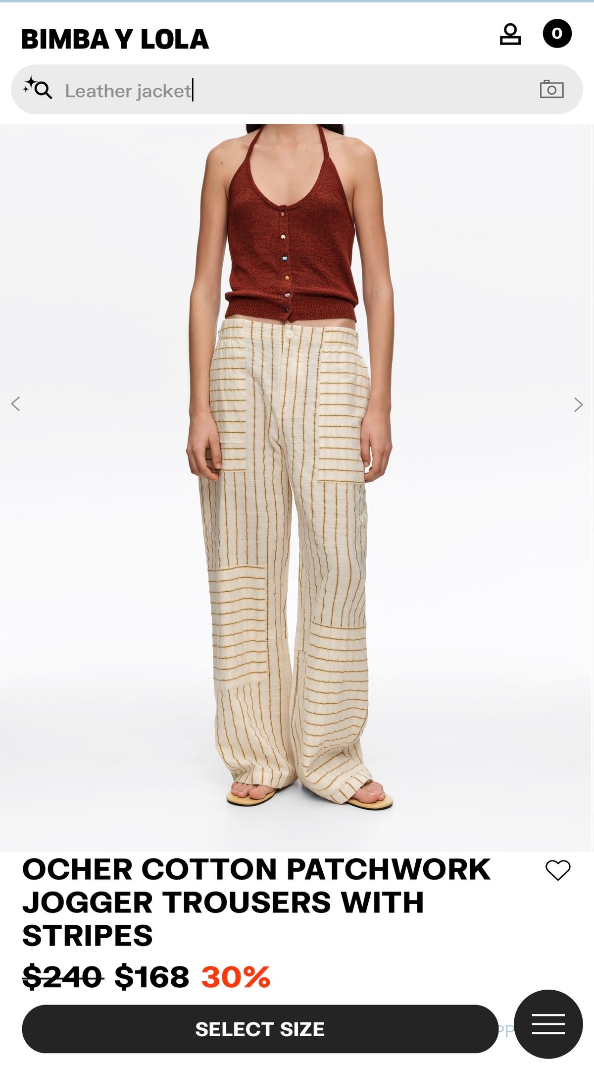 Bimba y Lola Ocher Cotton Patchwork Jogger Trousers with Stripes (Surplus - New)