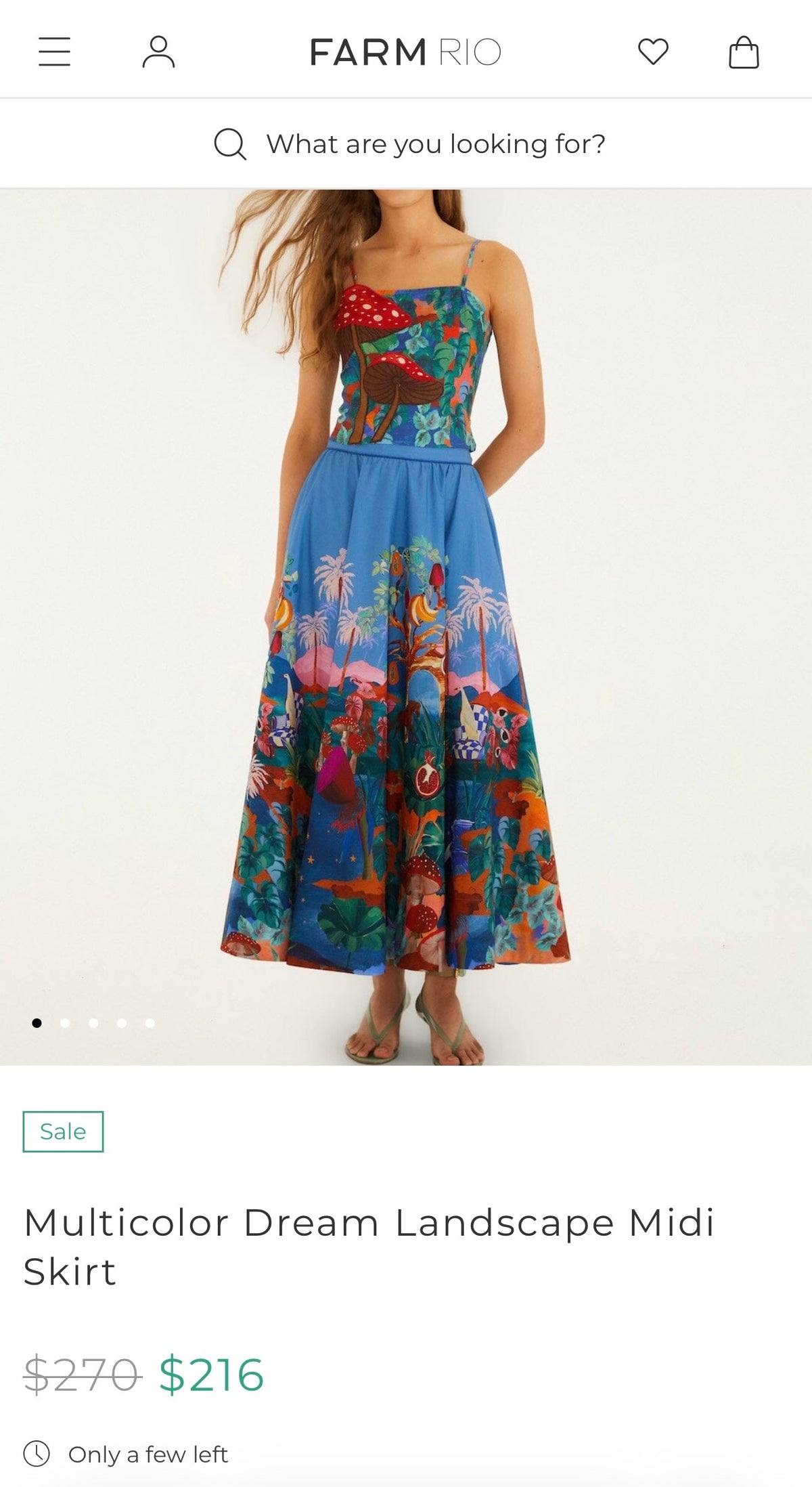 Farm Rio Multicolor Dream Landscape Organic Cotton Midi Skirt (Surplus - New)