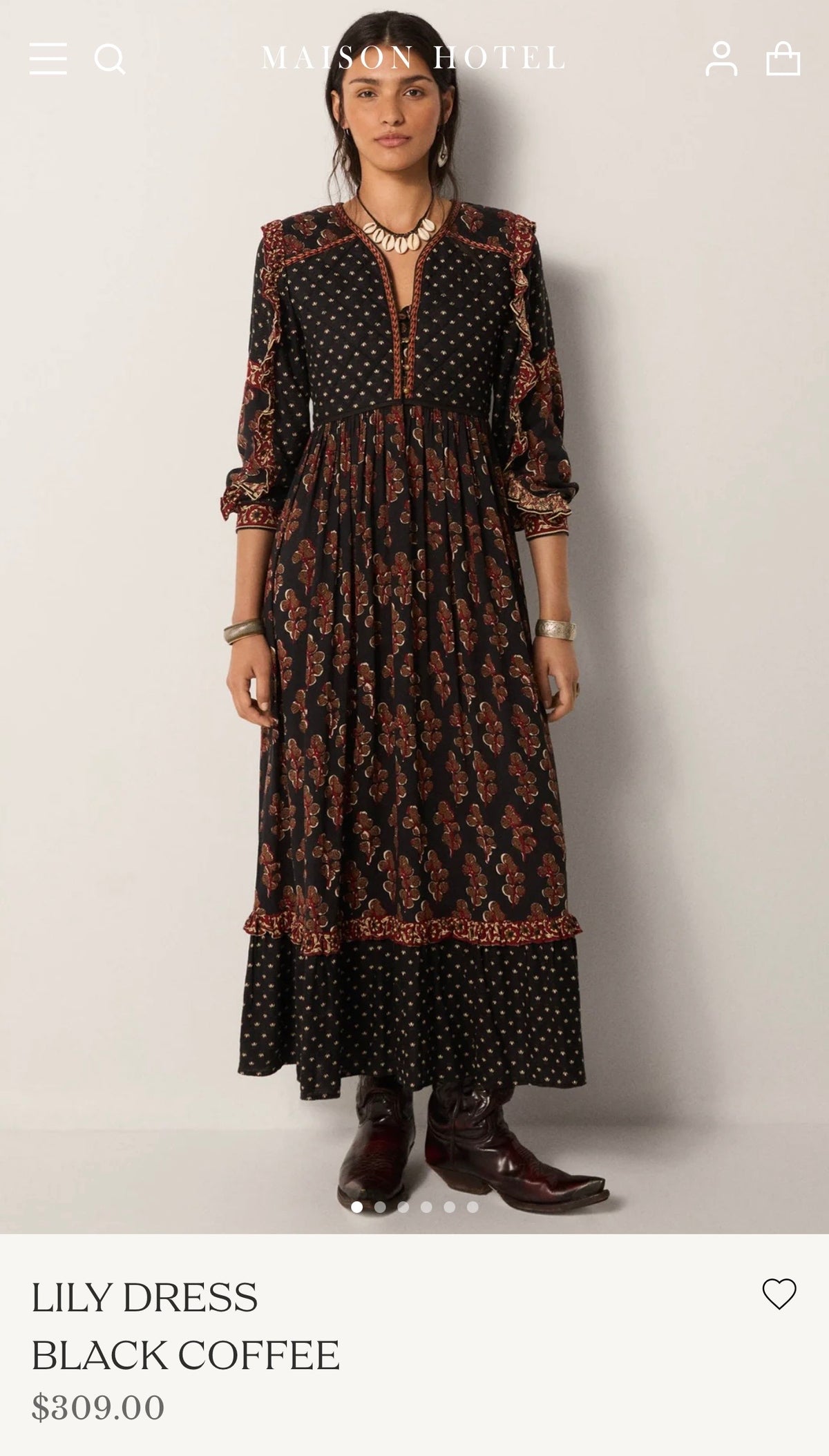 Maison Hotel Lily Dress in Black Coffee (Surplus - New)