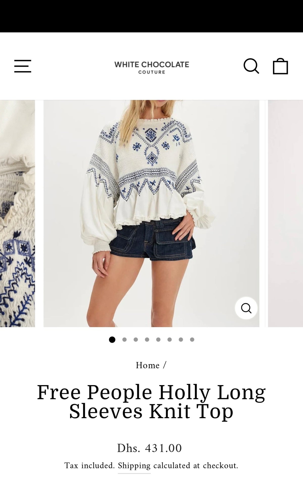 Free People Holly Smocked Embroidered Top in White (Surplus - New)