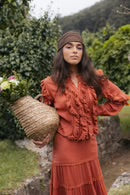 Nesines Elise Blouse Cotton Ruffle & Lace-Trim Blouse (Surplus New)
