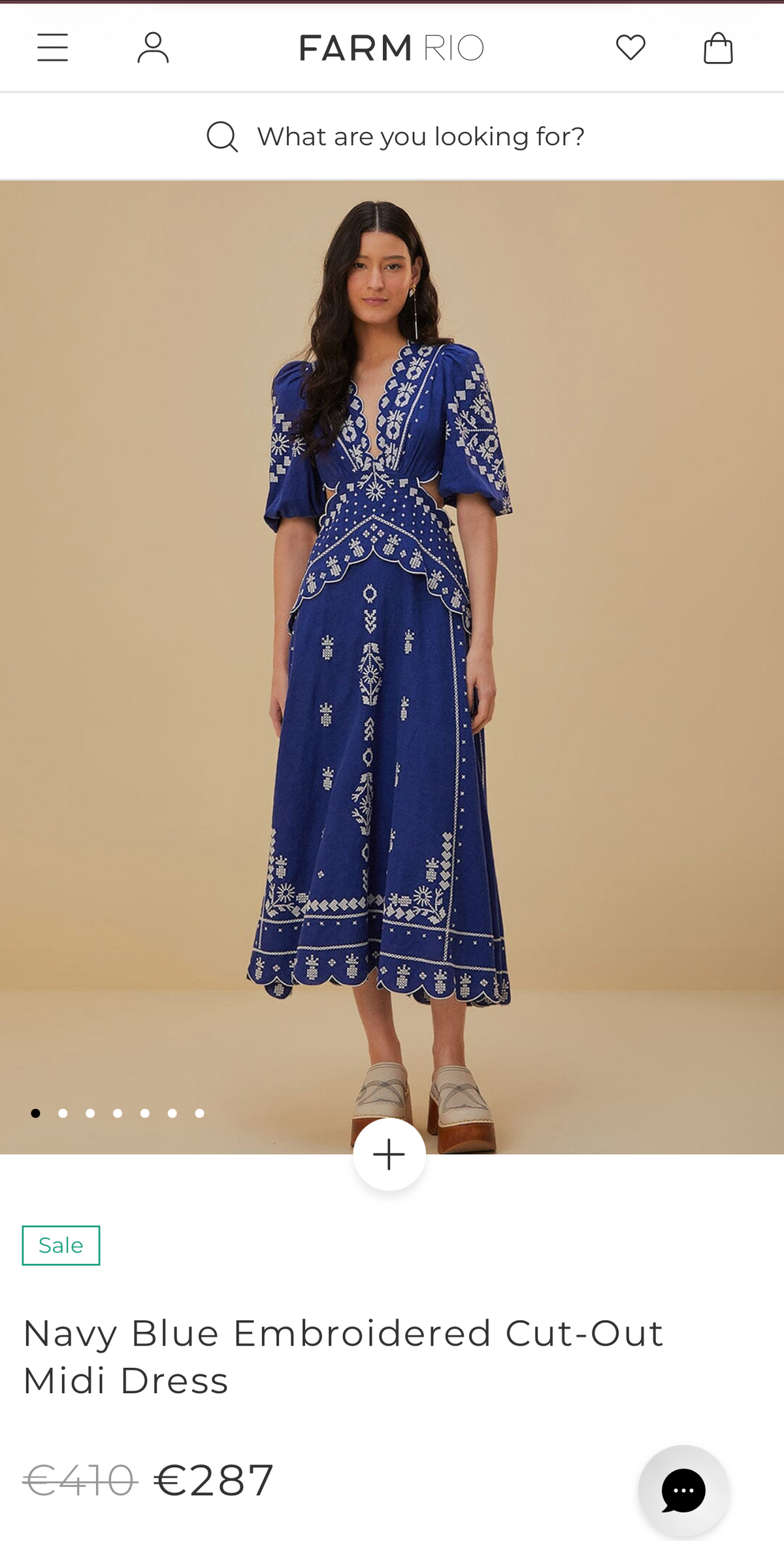 Farm Rio Navy Blue Embroidered Cut-Out Midi Dress (Surplus - New)