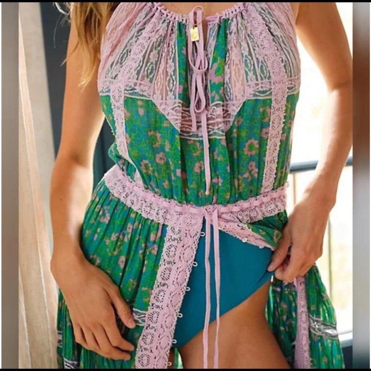 Free People Dolly Printed Maxi Bodysuit Dress (Surplus - New)