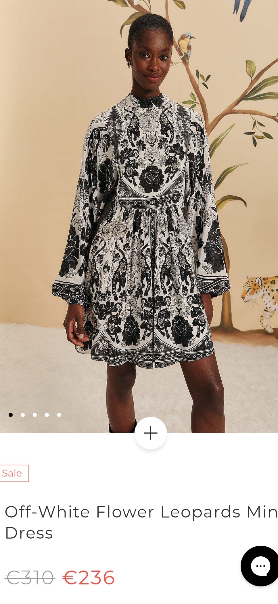 Farm Rio Off-White Flower Leopards Long-Sleeve Mini Dress (Surplus - New)