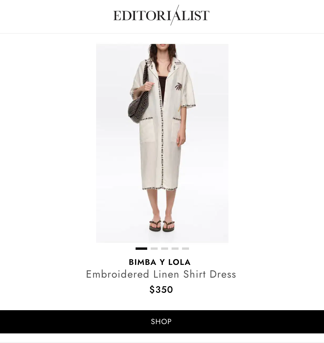 Bimba y Lola Brown Linen Blend Palm Tree Shirt Dress (Surplus - New)