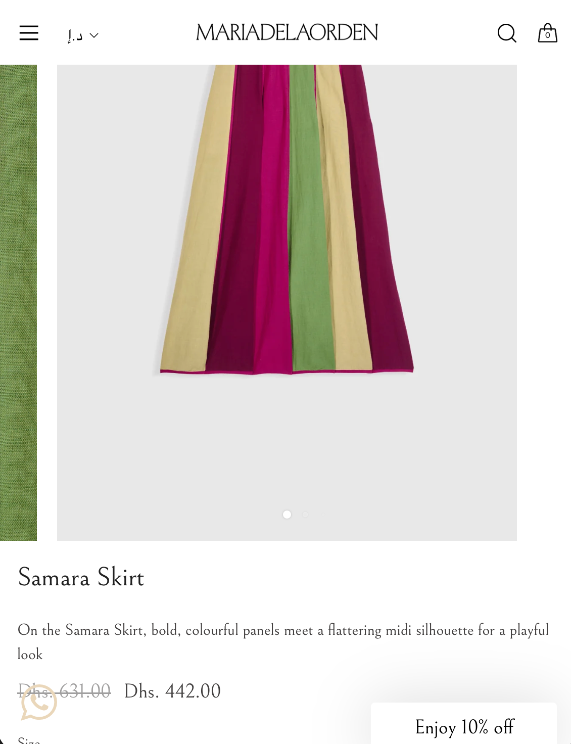 Maria de la Orden Samara Skirt – Olive & Magenta Cotton Midi Skirt (Surplus - New)