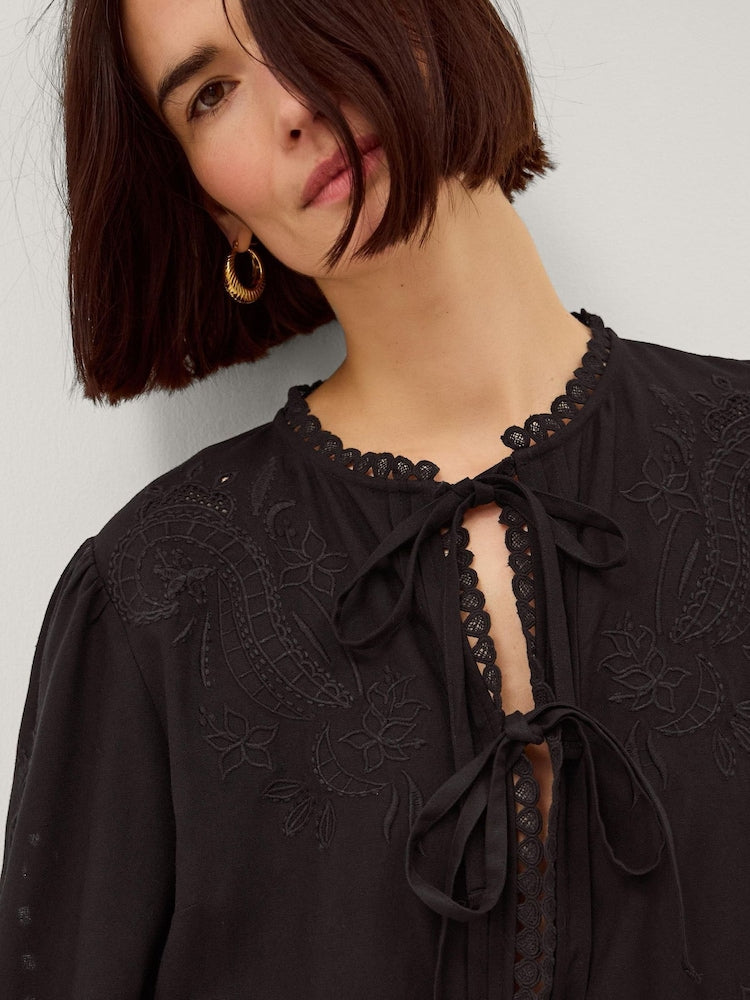 Monsoon Cindy Embroidered Tie Front Top (Surplus - New)