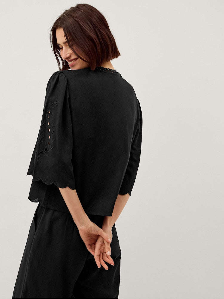 Monsoon Cindy Embroidered Tie Front Top (Surplus - New)