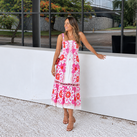 Farm Rio Off-White Maia Sleeveless Midi Dress (Surplus - New)