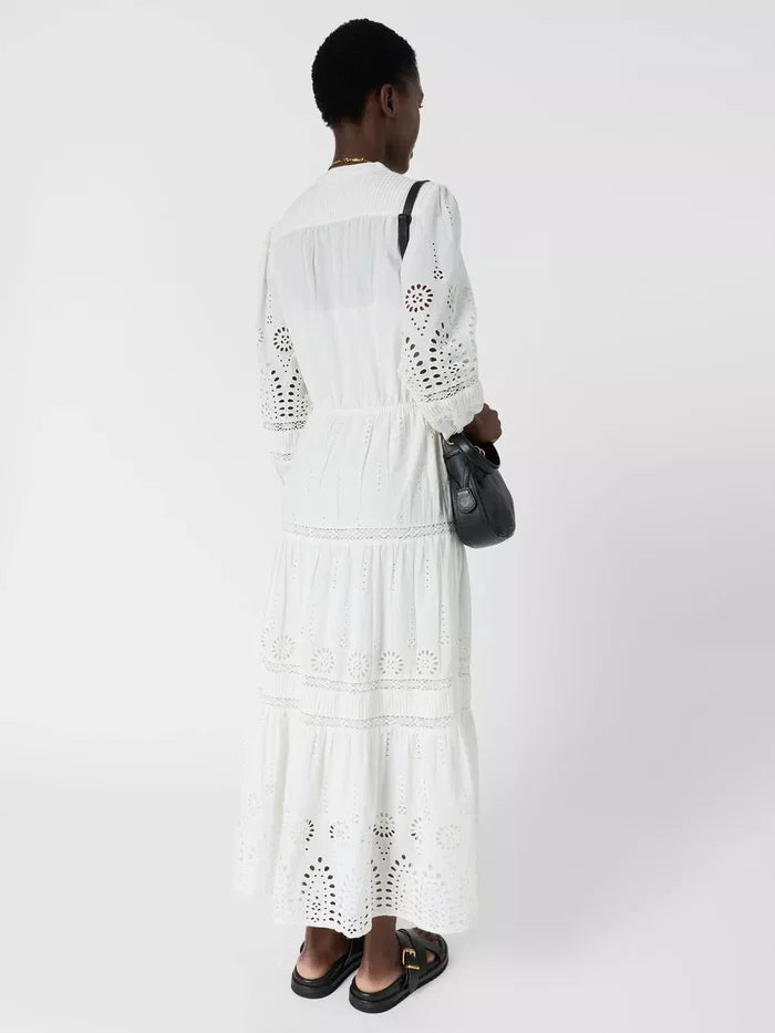 Gerard Darel Rhonie Cutwork Tiered Maxi Dress in Cream (Surplus - New)