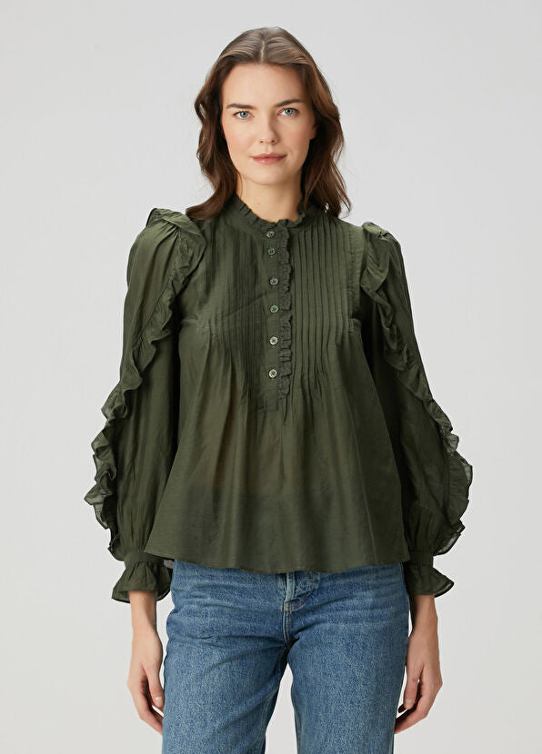 Zadig&Voltaire Timmy Khaki Ruffle Detailed Shirt (Surplus - New)