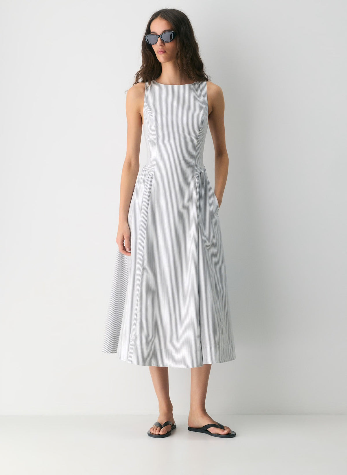 Aritzia Wilfred Tina Poplin Dress – Striped Cotton Maxi Dress (Surplus - New)