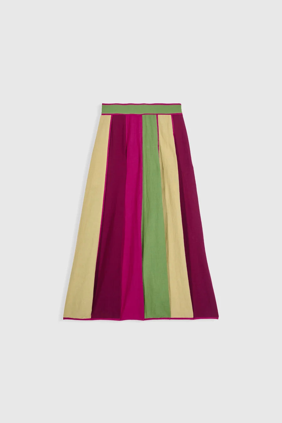 Maria de la Orden Samara Skirt – Olive & Magenta Cotton Midi Skirt (Surplus - New)